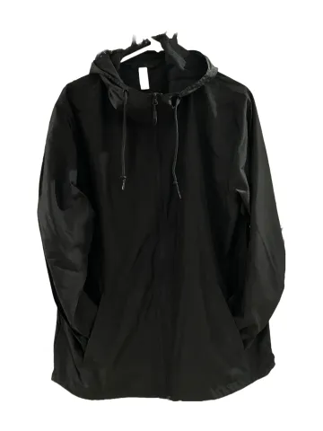 BACKSIDE LOGO- Black Hooded Windbreaker